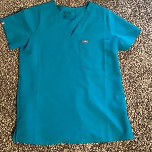 Figs scrub top small teal Catarina